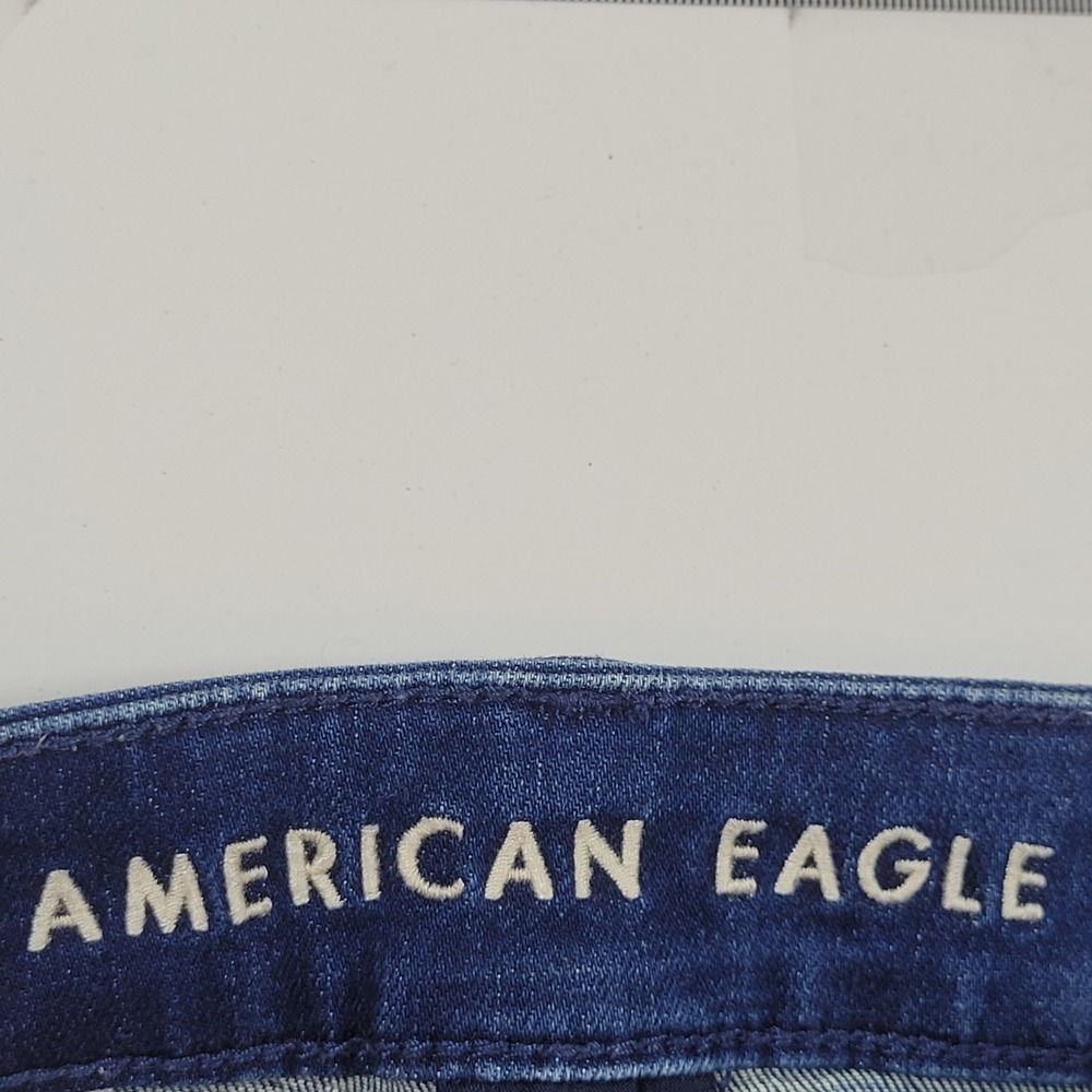 American Eagle HiRise Shortie Women 4 Blue Excellent Sailor Button Super Stretch - Picture 6 of 10